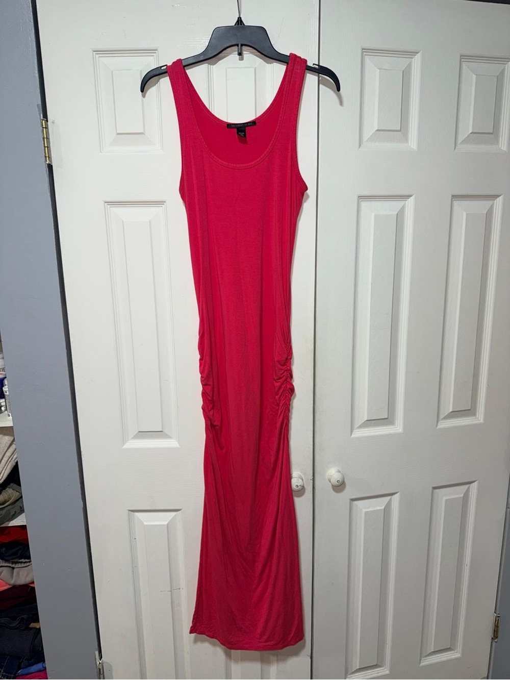 Victoria's Secret Hot Pink Sleeveless Ruched Maxi Dress